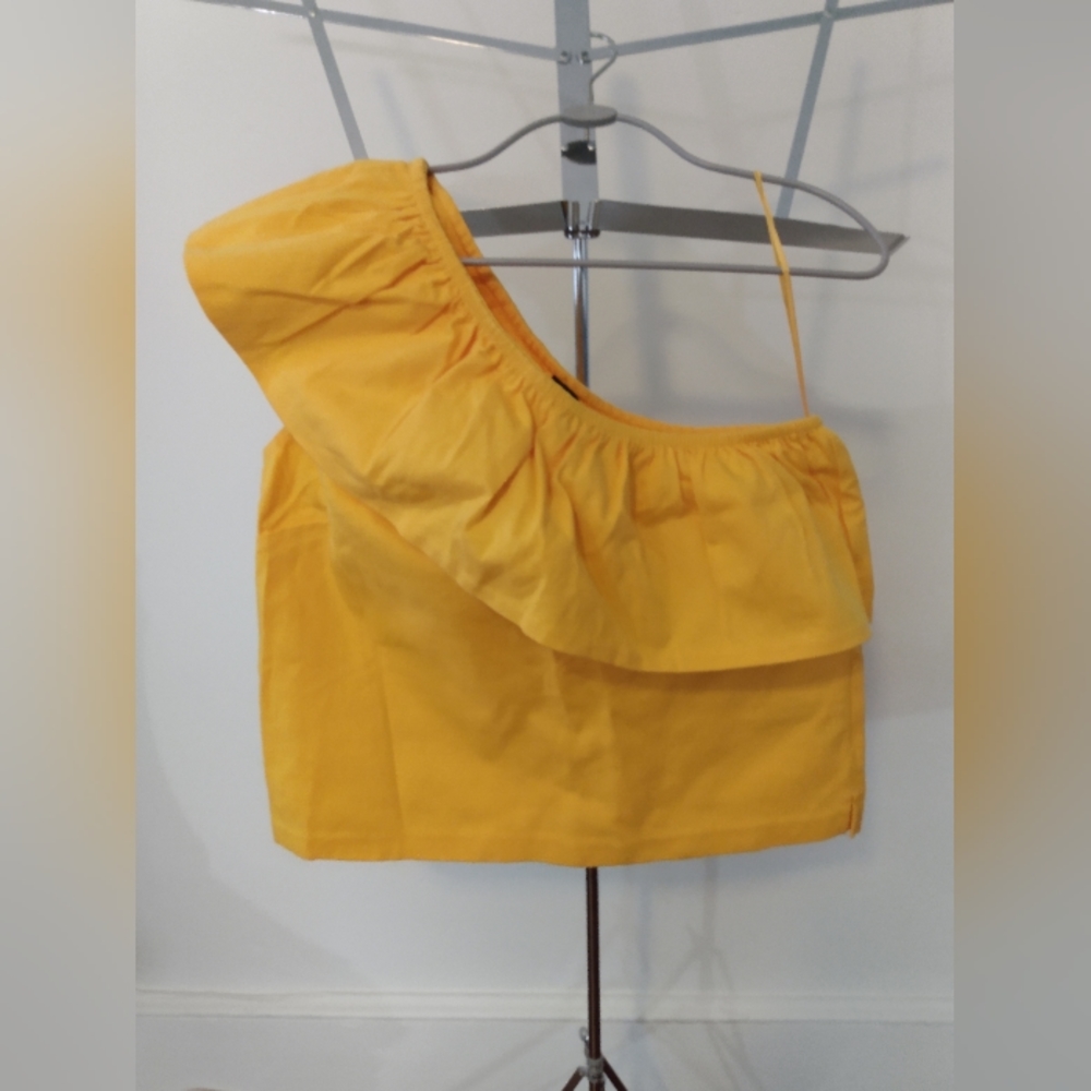 Sunny Yellow J. Crew One Shoulder Ruffle Top